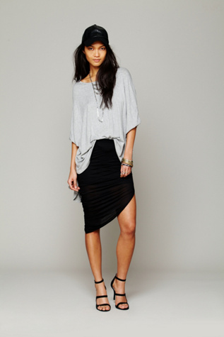 Jersey Asymmetrical Drape Skirt