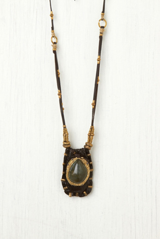 Leather Stone Pouch Pendant