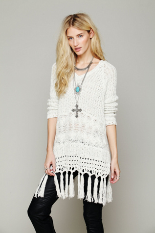 Hooded Fringe Pullover