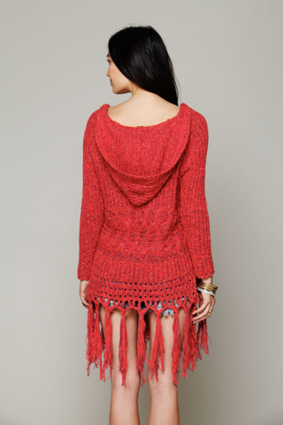 Hooded Fringe Pullover