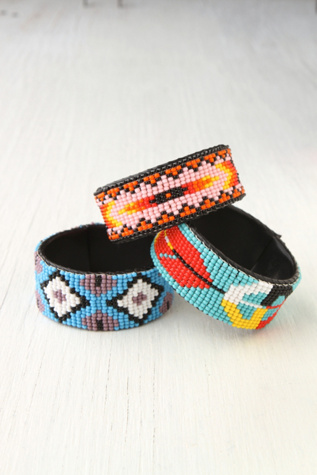 Beaded Design Open Cuff in accessories-jewelry