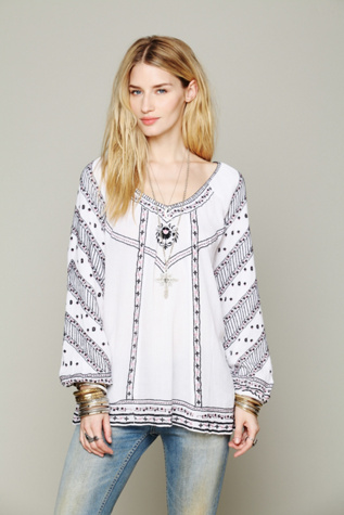 Embroidered V-neck Tunic