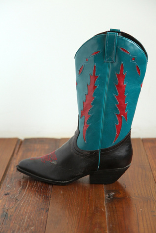 Vintage Black and Turquoise Cowboy Boots in Vintage-Loves-american-rodeo