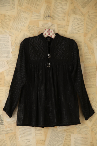 Free People Vintage Quilted Metallic Tunic Top in Vintage-Tops