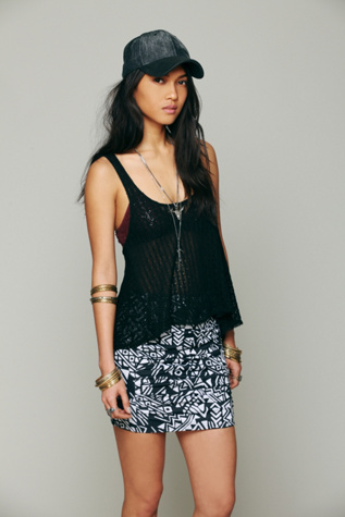 Neo Tribal High Waist Scrunch Skirt in clothes-skirts