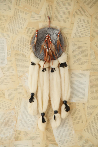 Vintage Large Furry Dreamcatcher in vintage-loves-objects