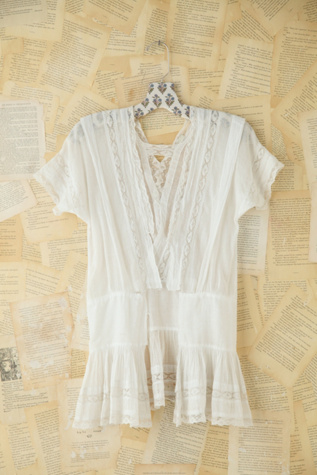 Free People Vintage Cotton and Lace Top in Vintage-Tops