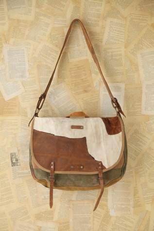 Free People Vintage Canvas and Leather Messenger Bag  in vintage-handbags