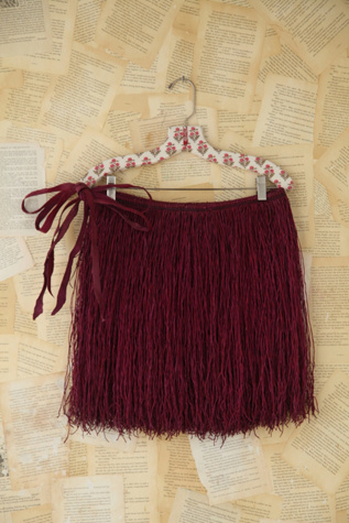 Free People Vintage West African Leather Fringe Skirt in vintage-skirts