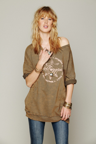 Graphic Rolled Sleeve Pullover in features-shop-by-girl-lou