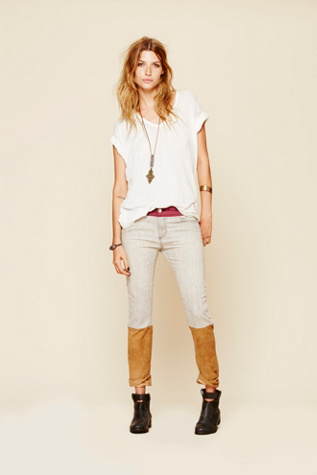 Free People Carson Pieced Suede Skinny