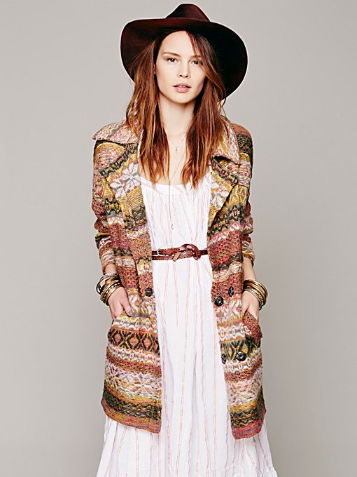 Free People Warmth In Rows Sweater Jacket