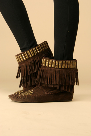 Studded Fringe Moccasin