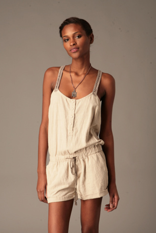 Striped Crochet Trimmed Romper