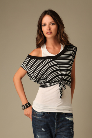 Striped Tie Front Crop Top